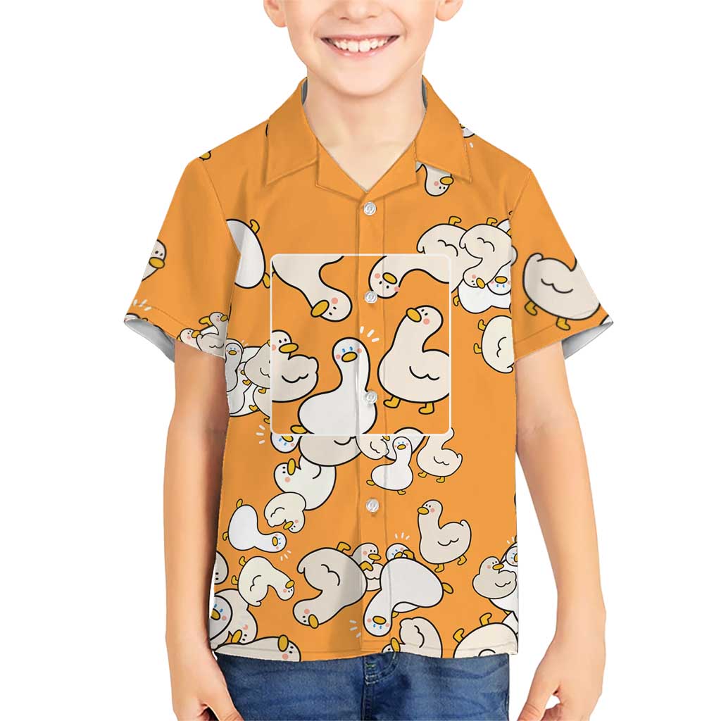 Chubby Duck Hawaiian Shirt Shocked White Ducks Cartoon Doodle Pattern
