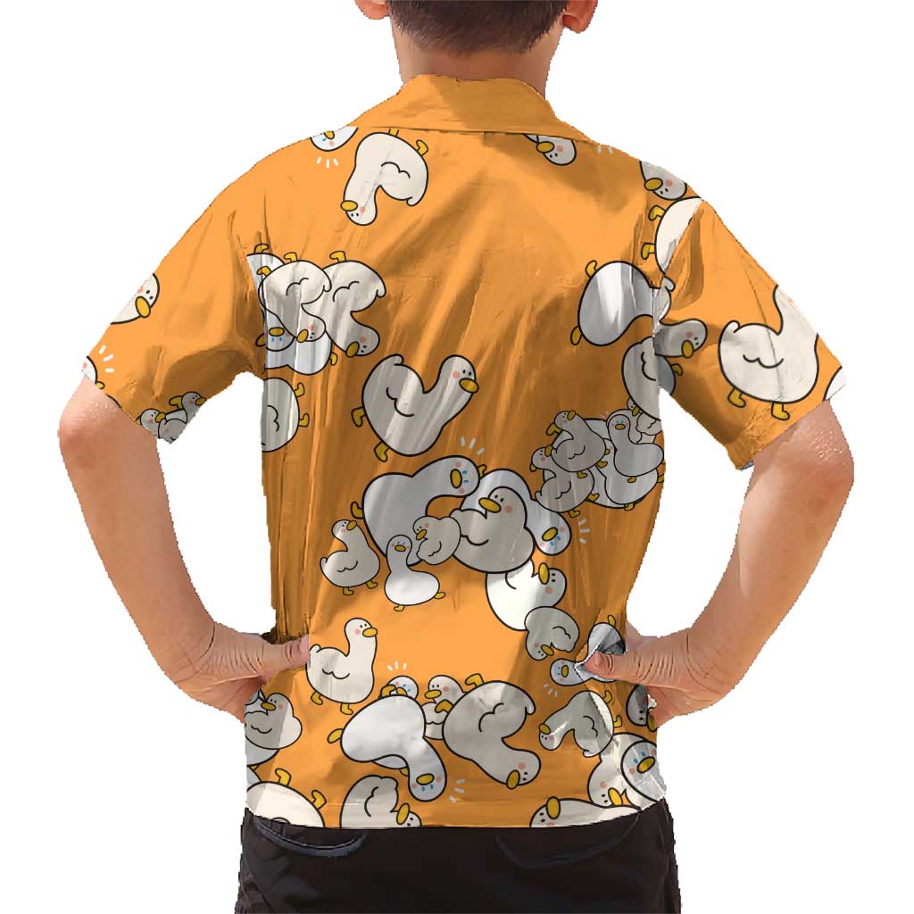 Chubby Duck Hawaiian Shirt Shocked White Ducks Cartoon Doodle Pattern