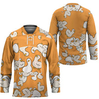 Chubby Duck Hockey Jersey Shocked White Ducks Cartoon Doodle Pattern