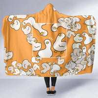 Chubby Duck Hooded Blanket Shocked White Ducks Cartoon Doodle Pattern