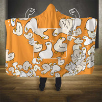 Chubby Duck Hooded Blanket Shocked White Ducks Cartoon Doodle Pattern