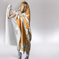 Chubby Duck Hooded Blanket Shocked White Ducks Cartoon Doodle Pattern