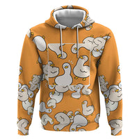 Chubby Duck Hoodie Shocked White Ducks Cartoon Doodle Pattern