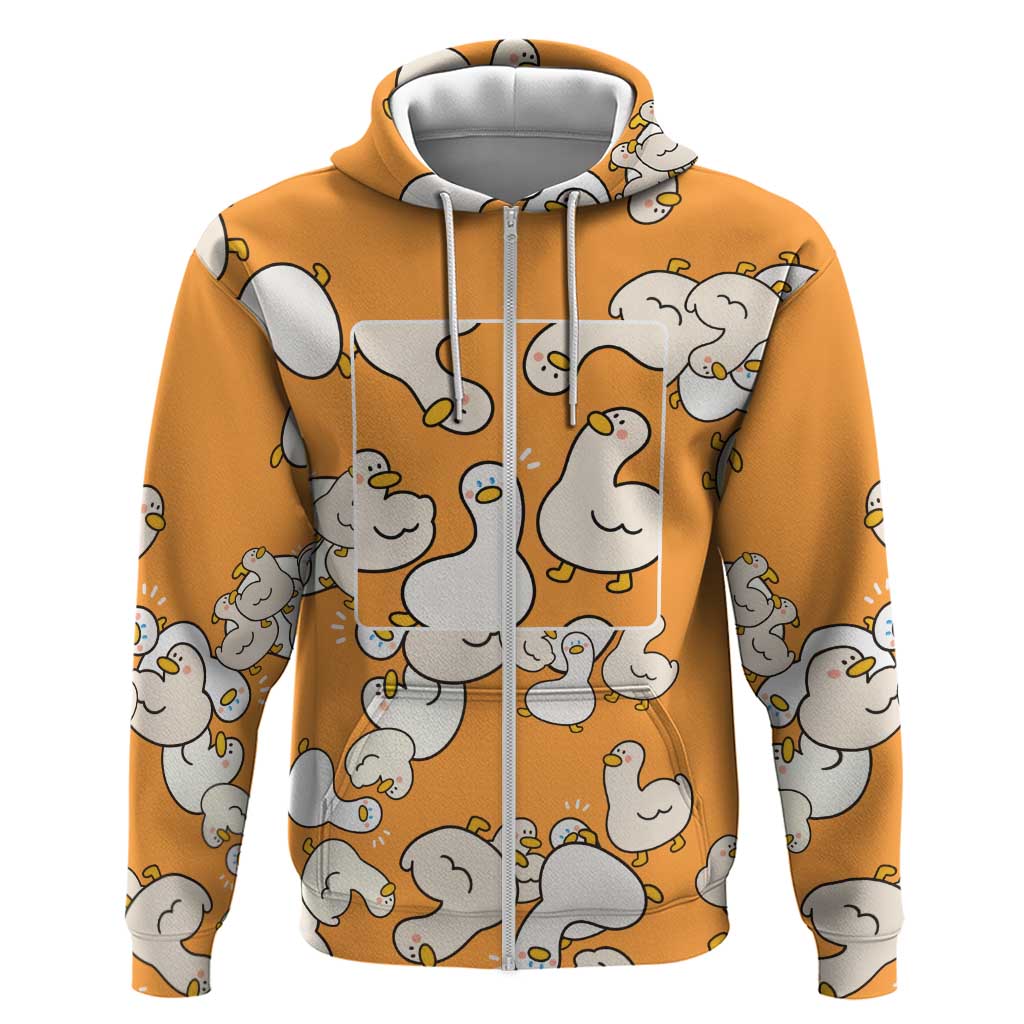 Chubby Duck Hoodie Shocked White Ducks Cartoon Doodle Pattern
