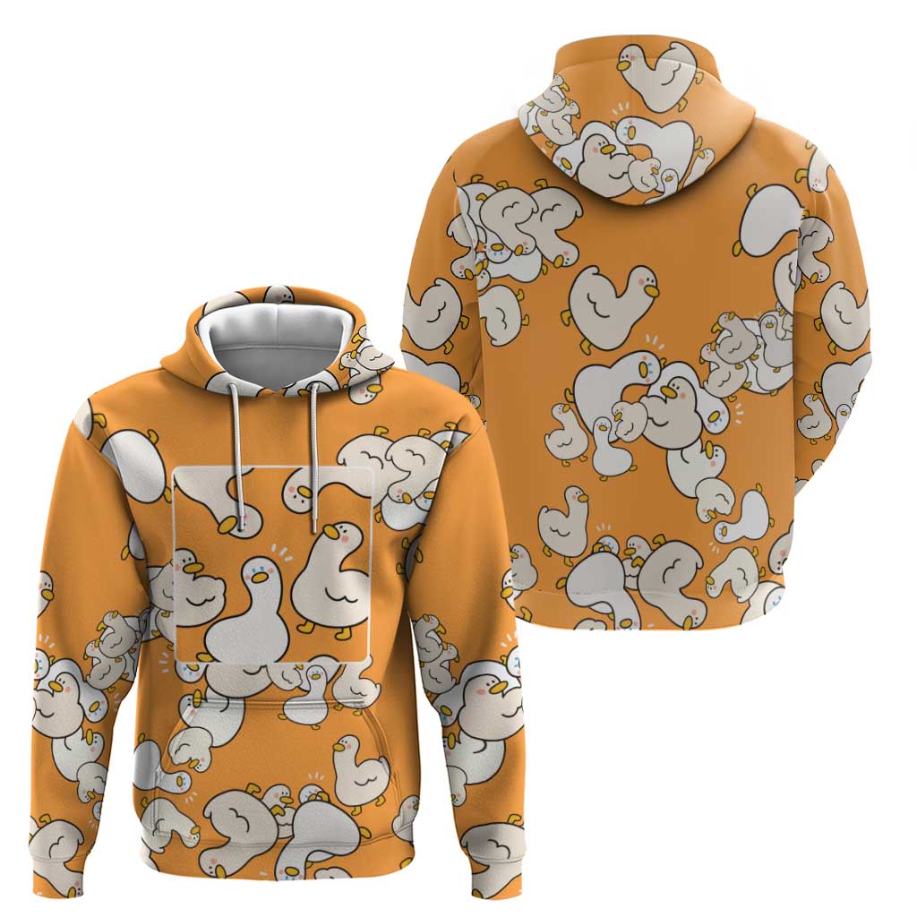 Chubby Duck Hoodie Shocked White Ducks Cartoon Doodle Pattern