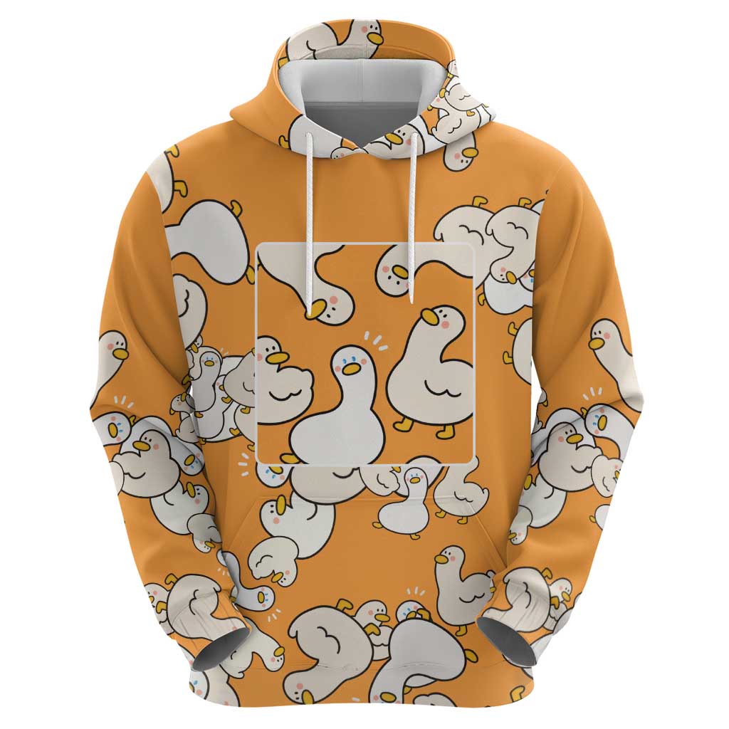 Chubby Duck Hoodie Shocked White Ducks Cartoon Doodle Pattern