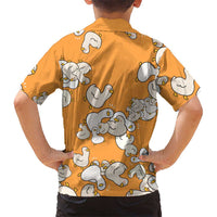 Chubby Duck Kid Hawaiian Shirt Shocked White Ducks Cartoon Doodle Pattern