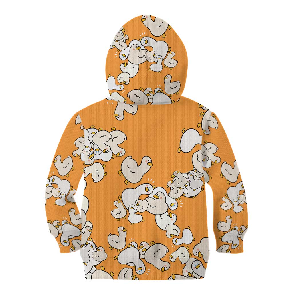 Chubby Duck Kid Hoodie Shocked White Ducks Cartoon Doodle Pattern