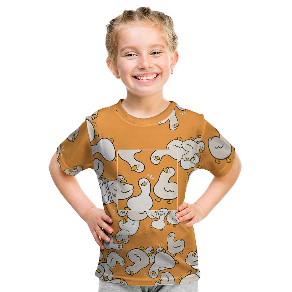 Chubby Duck Kid T Shirt Shocked White Ducks Cartoon Doodle Pattern