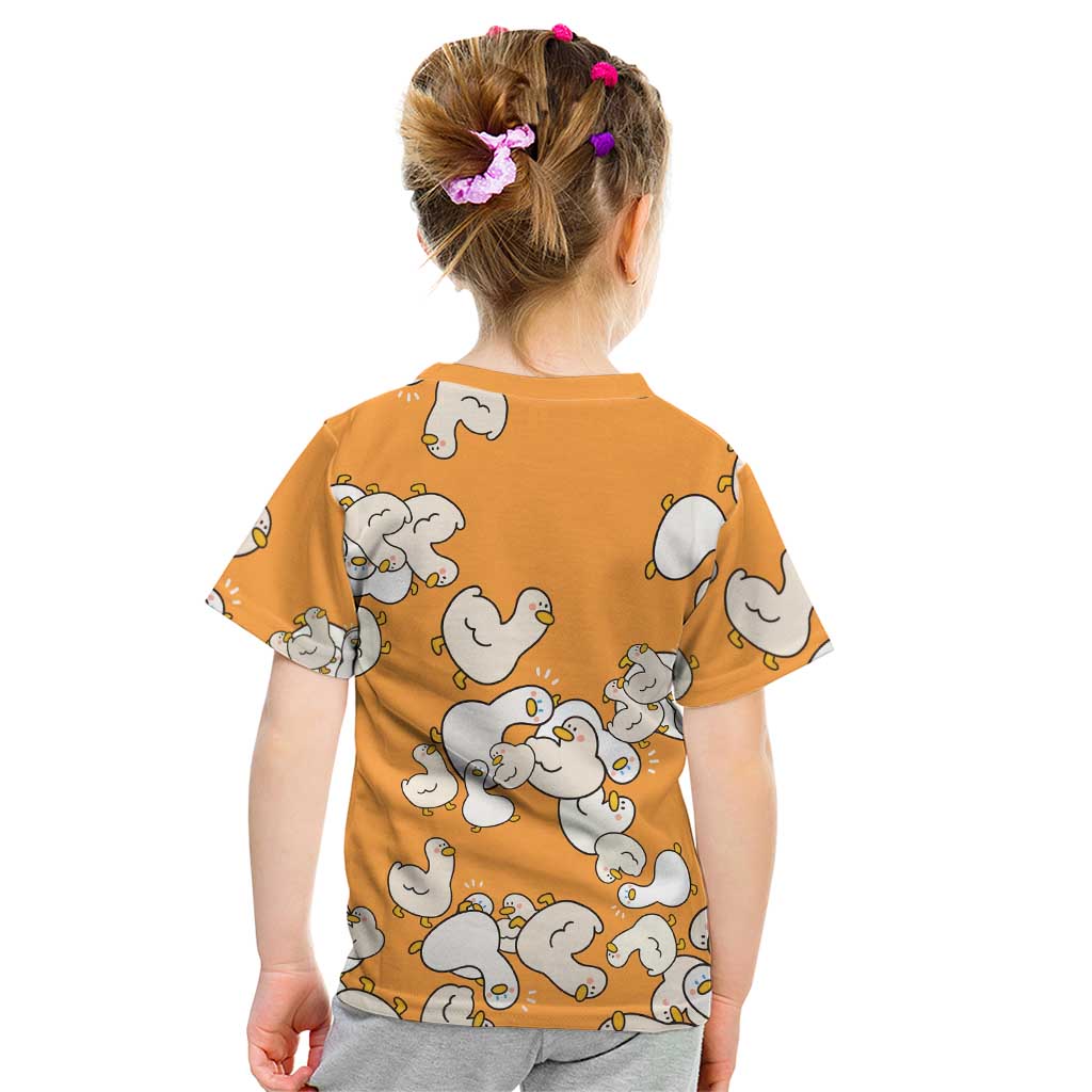 Chubby Duck Kid T Shirt Shocked White Ducks Cartoon Doodle Pattern