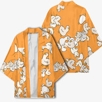 Chubby Duck Kimono Shocked White Ducks Cartoon Doodle Pattern