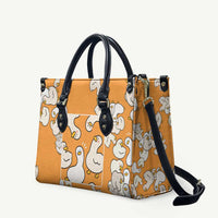 Chubby Duck Leather Bag Shocked White Ducks Cartoon Doodle Pattern