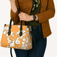 Chubby Duck Leather Bag Shocked White Ducks Cartoon Doodle Pattern