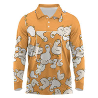 Chubby Duck Long Sleeve Polo Shirt Shocked White Ducks Cartoon Doodle Pattern