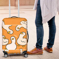Chubby Duck Luggage Cover Shocked White Ducks Cartoon Doodle Pattern