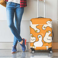 Chubby Duck Luggage Cover Shocked White Ducks Cartoon Doodle Pattern