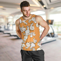 Chubby Duck Men Tank Top Shocked White Ducks Cartoon Doodle Pattern