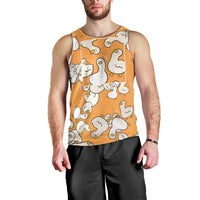 Chubby Duck Men Tank Top Shocked White Ducks Cartoon Doodle Pattern