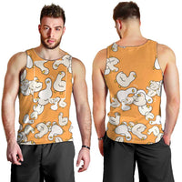 Chubby Duck Men Tank Top Shocked White Ducks Cartoon Doodle Pattern