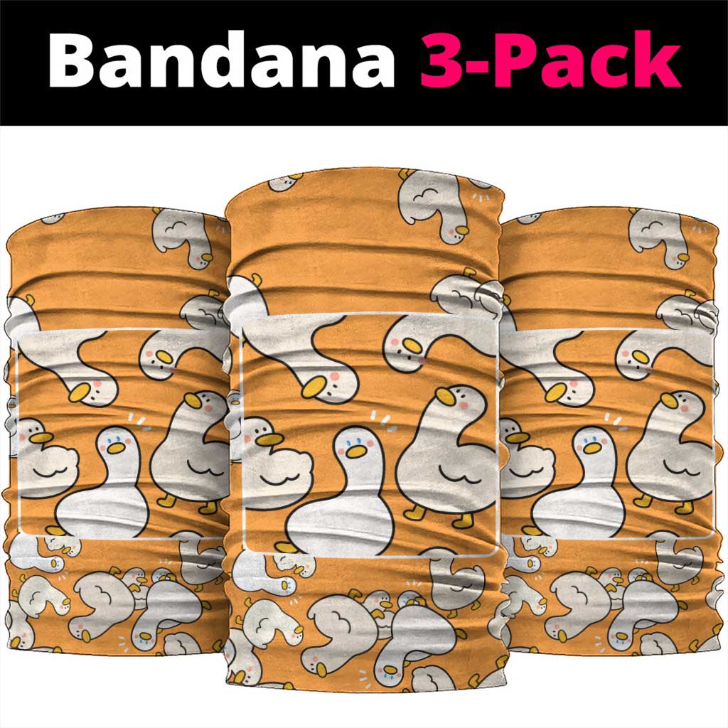 Chubby Duck Neck Gaiter Shocked White Ducks Cartoon Doodle Pattern