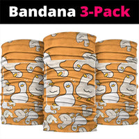 Chubby Duck Neck Gaiter Shocked White Ducks Cartoon Doodle Pattern