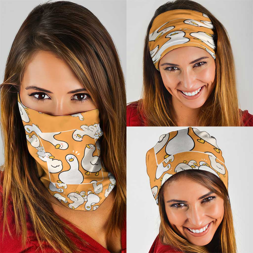Chubby Duck Neck Gaiter Shocked White Ducks Cartoon Doodle Pattern