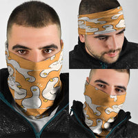 Chubby Duck Neck Gaiter Shocked White Ducks Cartoon Doodle Pattern