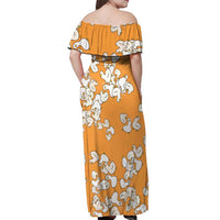 Chubby Duck Off Shoulder Maxi Dress Shocked White Ducks Cartoon Doodle Pattern