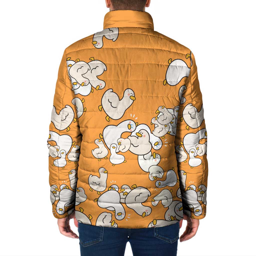 Chubby Duck Padded Jacket Shocked White Ducks Cartoon Doodle Pattern