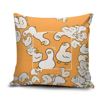 Chubby Duck Pillow Cover Shocked White Ducks Cartoon Doodle Pattern