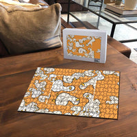 Chubby Duck Puzzle Shocked White Ducks Cartoon Doodle Pattern