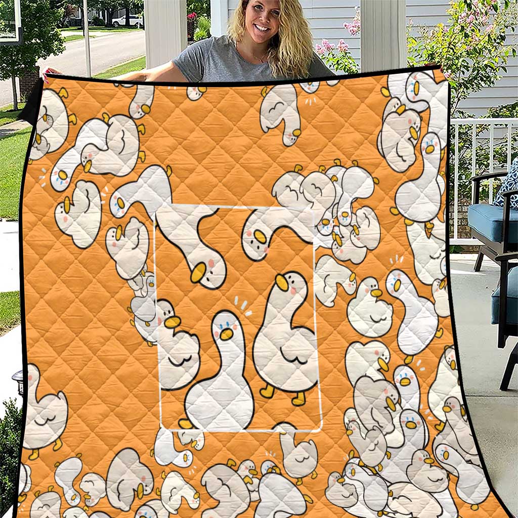 Chubby Duck Quilt Shocked White Ducks Cartoon Doodle Pattern