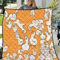 Chubby Duck Quilt Shocked White Ducks Cartoon Doodle Pattern