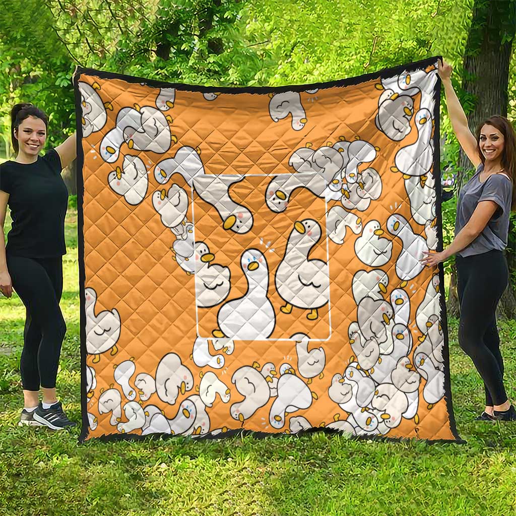 Chubby Duck Quilt Shocked White Ducks Cartoon Doodle Pattern