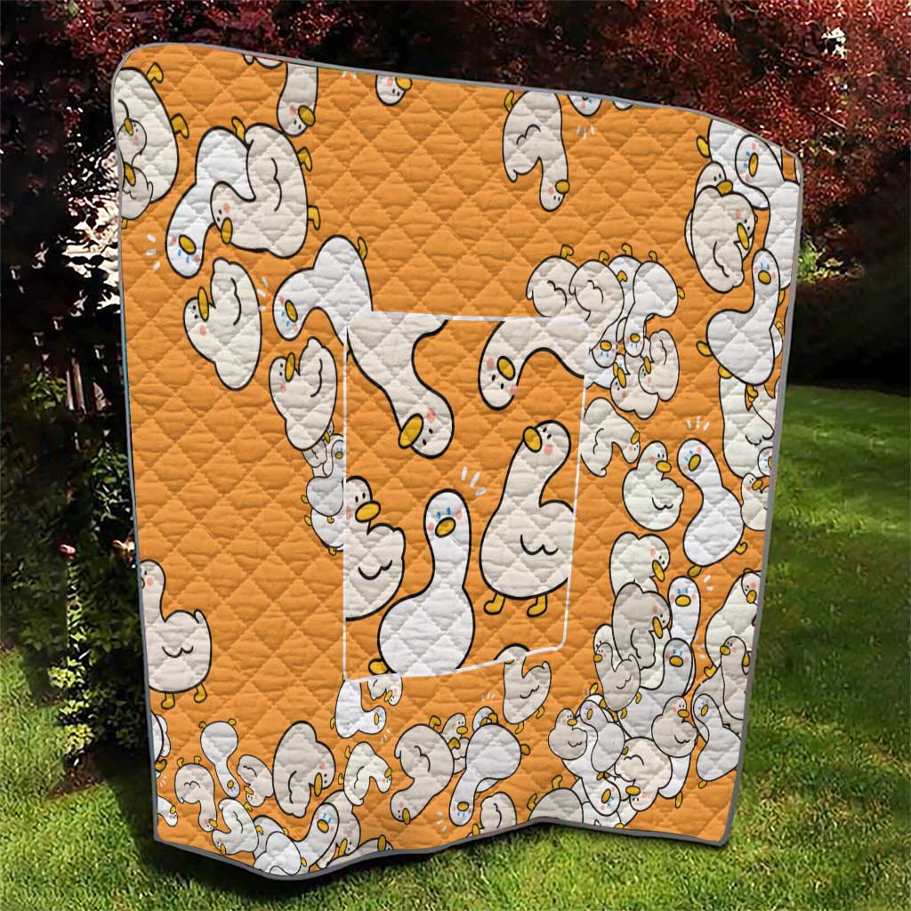 Chubby Duck Quilt Shocked White Ducks Cartoon Doodle Pattern