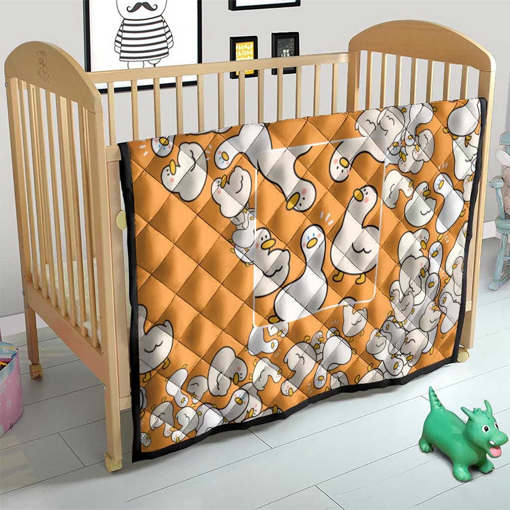 Chubby Duck Quilt Shocked White Ducks Cartoon Doodle Pattern