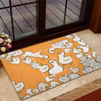 Chubby Duck Rubber Doormat Shocked White Ducks Cartoon Doodle Pattern