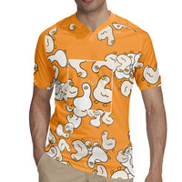 Chubby Duck Rugby Jersey Shocked White Ducks Cartoon Doodle Pattern