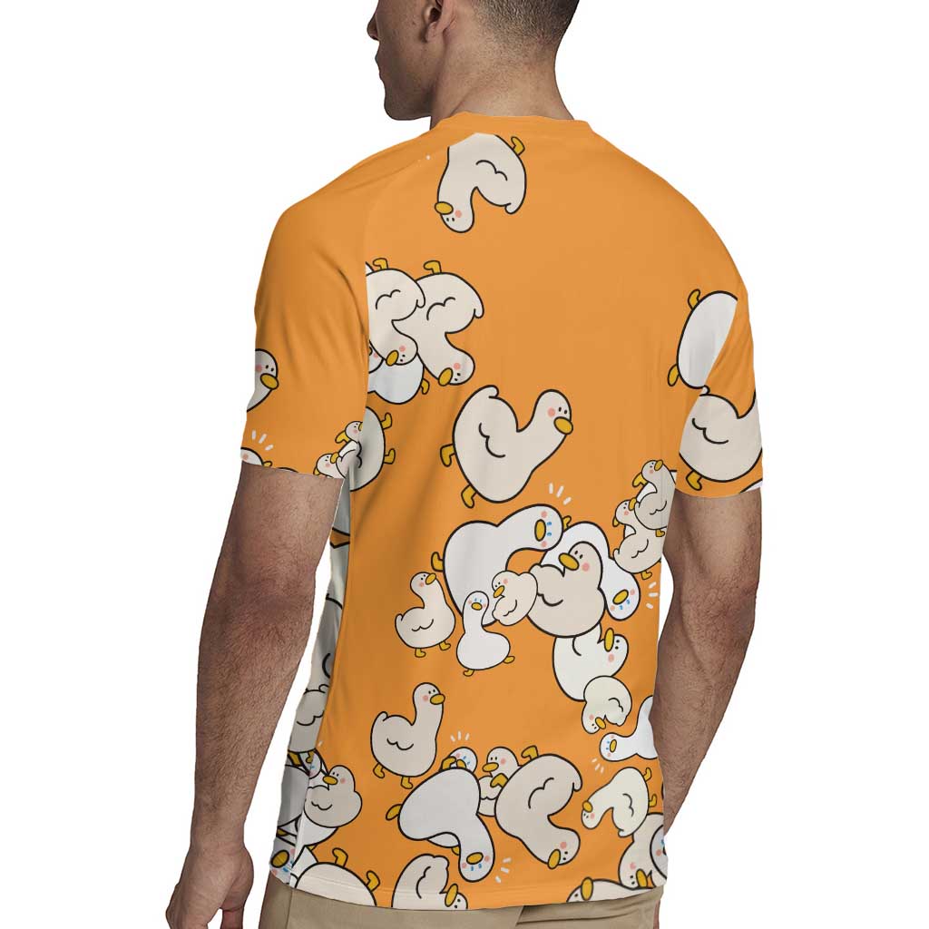 Chubby Duck Rugby Jersey Shocked White Ducks Cartoon Doodle Pattern