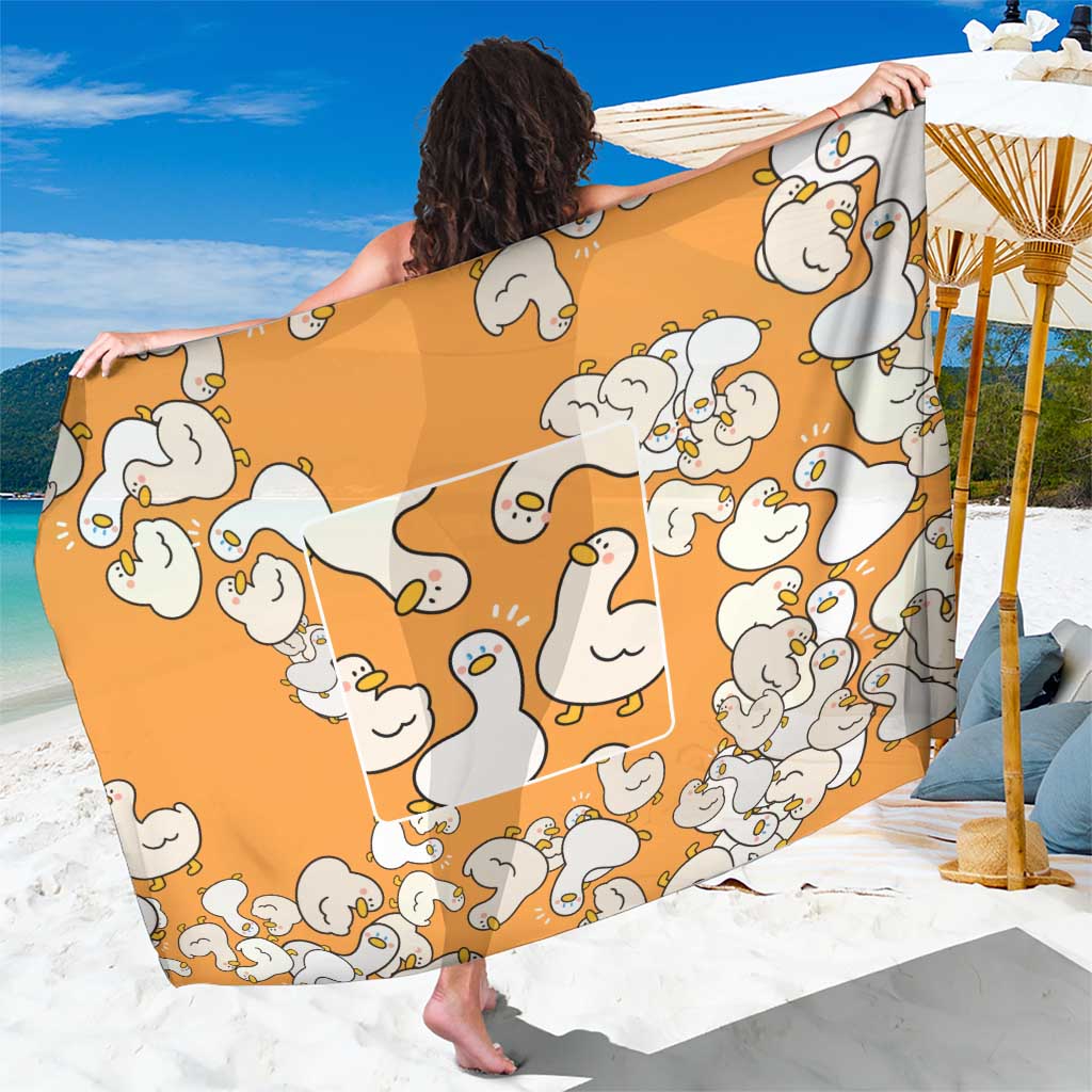 Chubby Duck Sarong Shocked White Ducks Cartoon Doodle Pattern