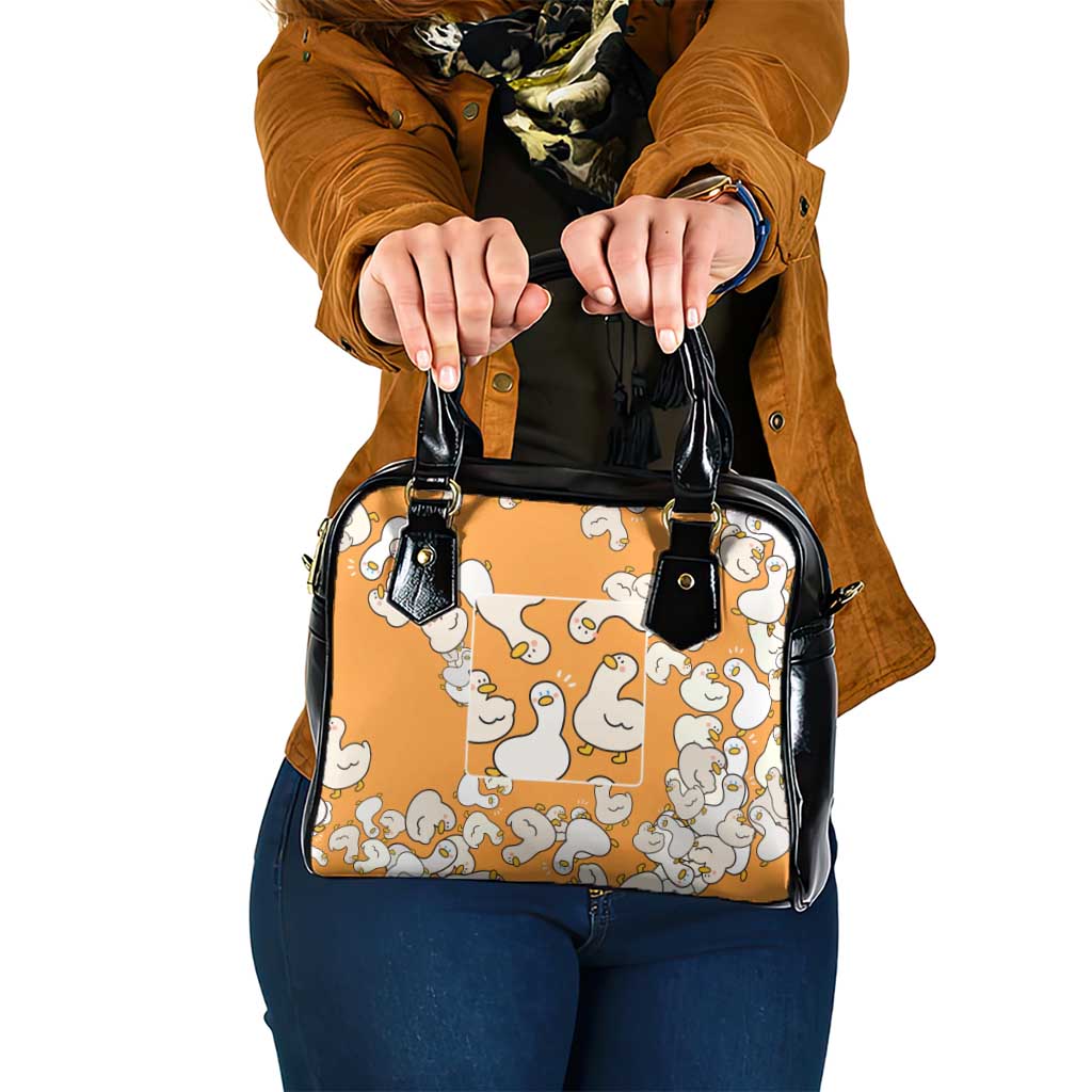 Chubby Duck Shoulder Handbag Shocked White Ducks Cartoon Doodle Pattern