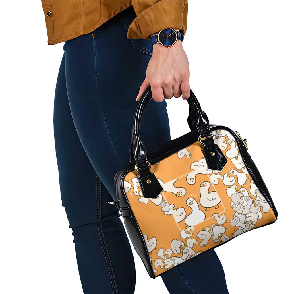 Chubby Duck Shoulder Handbag Shocked White Ducks Cartoon Doodle Pattern