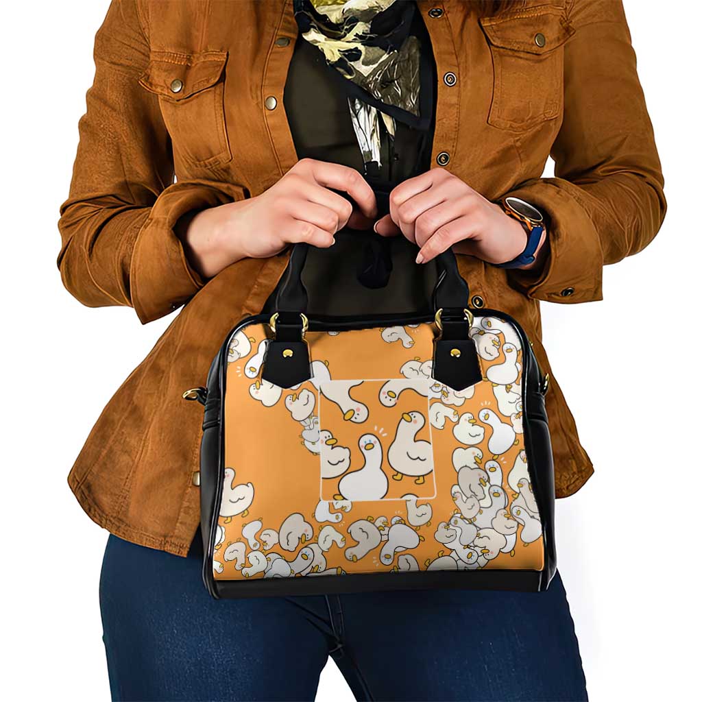 Chubby Duck Shoulder Handbag Shocked White Ducks Cartoon Doodle Pattern