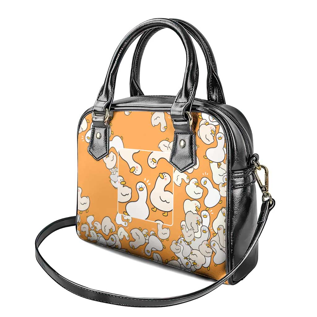 Chubby Duck Shoulder Handbag Shocked White Ducks Cartoon Doodle Pattern
