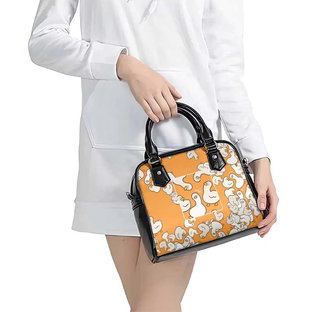 Chubby Duck Shoulder Handbag Shocked White Ducks Cartoon Doodle Pattern