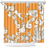 Chubby Duck Shower Curtain Shocked White Ducks Cartoon Doodle Pattern