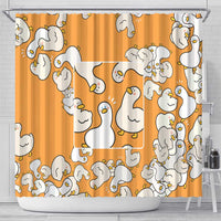 Chubby Duck Shower Curtain Shocked White Ducks Cartoon Doodle Pattern