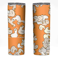 Chubby Duck Skinny Tumbler Shocked White Ducks Cartoon Doodle Pattern