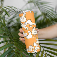 Chubby Duck Skinny Tumbler Shocked White Ducks Cartoon Doodle Pattern