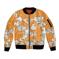 Chubby Duck Sleeve Zip Bomber Jacket Shocked White Ducks Cartoon Doodle Pattern